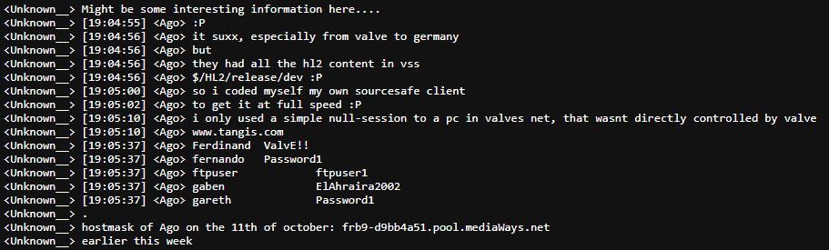 Excerpt of the log posted 13 October 2003